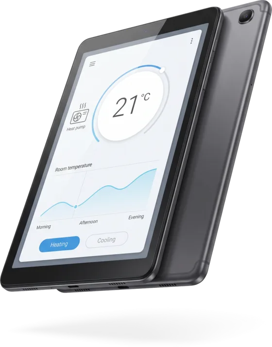 Tablet zur Steuerung von Wärmepumpe und Klimaanlage